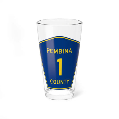 Pembina County Route 1 ND (North Dakota) (Road Sign) Pint Glass 16oz 16oz - Go Mug Yourself