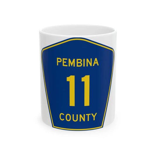 Pembina County Route 11 ND (North Dakota) (Road Sign) White Coffee Mug 11oz - Go Mug Yourself