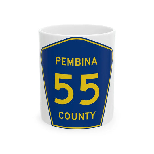 Pembina County Route 55 ND (North Dakota) (Road Sign) White Coffee Mug 11oz - Go Mug Yourself