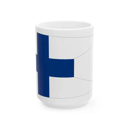 Pennant of Commander of Naval Squadron Finland (Finland) White Coffee Mug 15oz - Go Mug Yourself