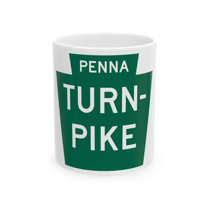 Pennsylvania Turnpike logo (Pennsylvania) (Road Sign) White Coffee Mug 11oz - Go Mug Yourself