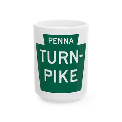 Pennsylvania Turnpike logo (Pennsylvania) (Road Sign) White Coffee Mug 15oz - Go Mug Yourself