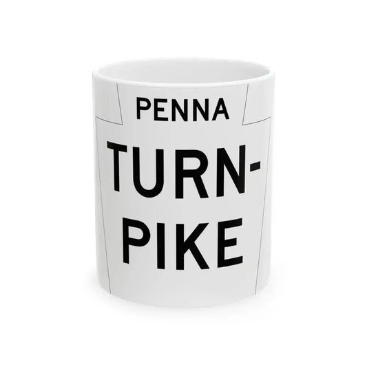 Pennsylvania Turnpike logo white (Pennsylvania) (Road Sign) White Coffee Mug 11oz - Go Mug Yourself