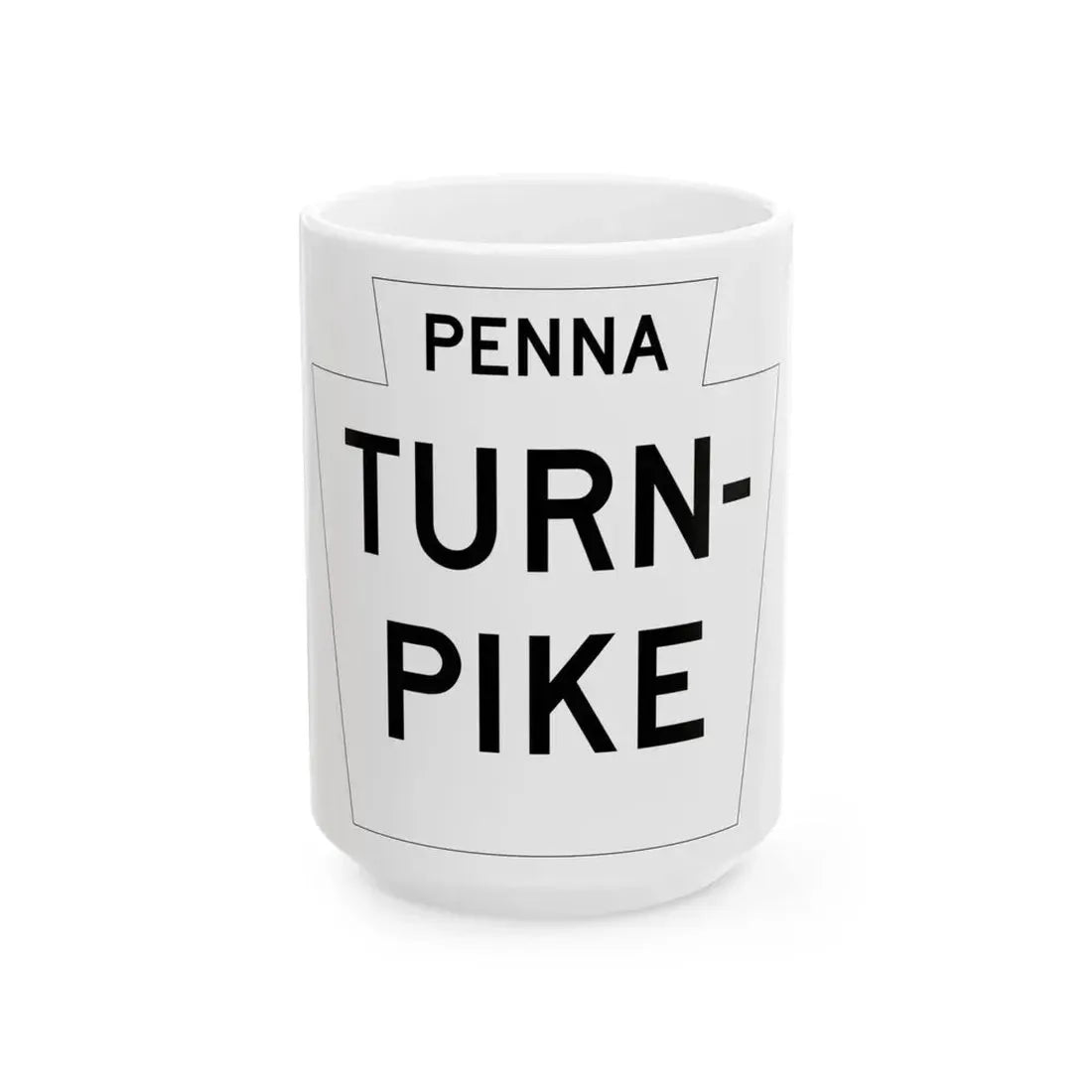 Pennsylvania Turnpike logo white (Pennsylvania) (Road Sign) White Coffee Mug 15oz - Go Mug Yourself
