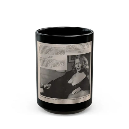 Penny Duncan #09 - [Page 4] American Beauties '53 - 1 Page with, Penny+1 B&W Photo & Article (Vintage Female Icon) Black Coffee Mug 15oz - Go Mug Yourself