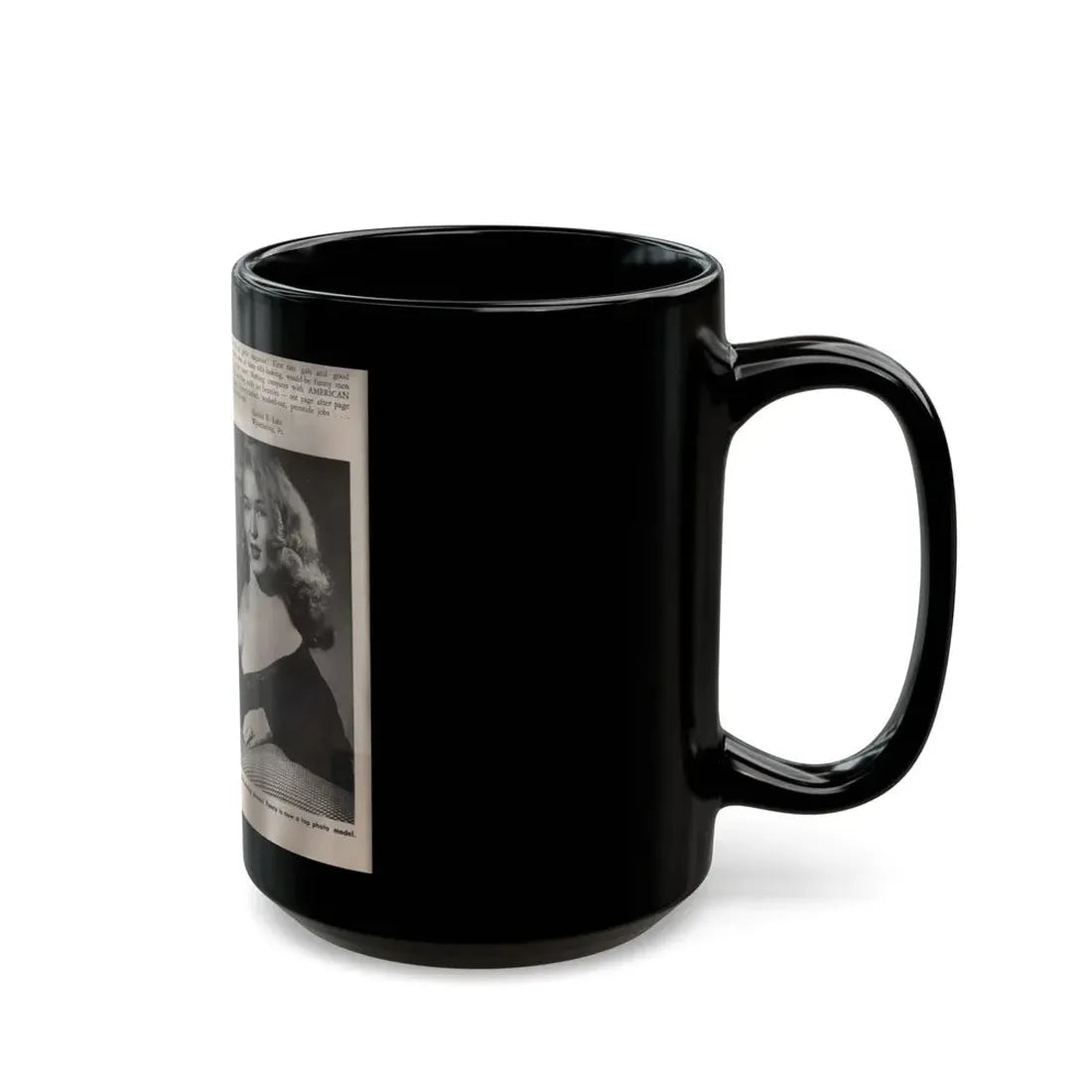 Penny Duncan #09 - [Page 4] American Beauties '53 - 1 Page with, Penny+1 B&W Photo & Article (Vintage Female Icon) Black Coffee Mug - Go Mug Yourself
