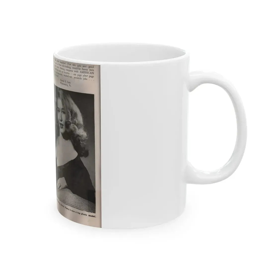 Penny Duncan #09 - [Page 4] American Beauties '53 - 1 Page with, Penny+1 B&W Photo & Article (Vintage Female Icon) White Coffee Mug - Go Mug Yourself