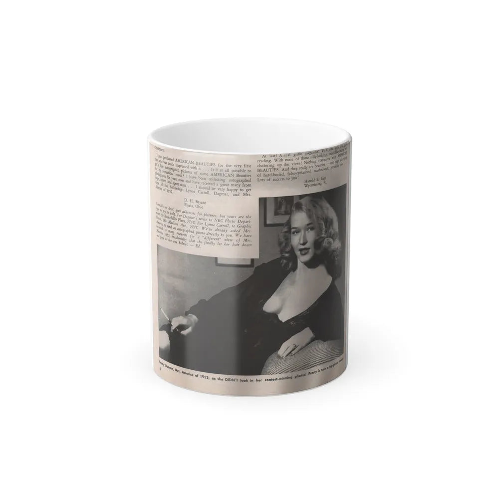 Penny Duncan #09 - [Page 4] American Beauties '53 - 1 Page with, Penny+1 B&W Photo & Article (Vintage Female Icons) Color Changing Mug 11oz-11oz-Go Mug Yourself