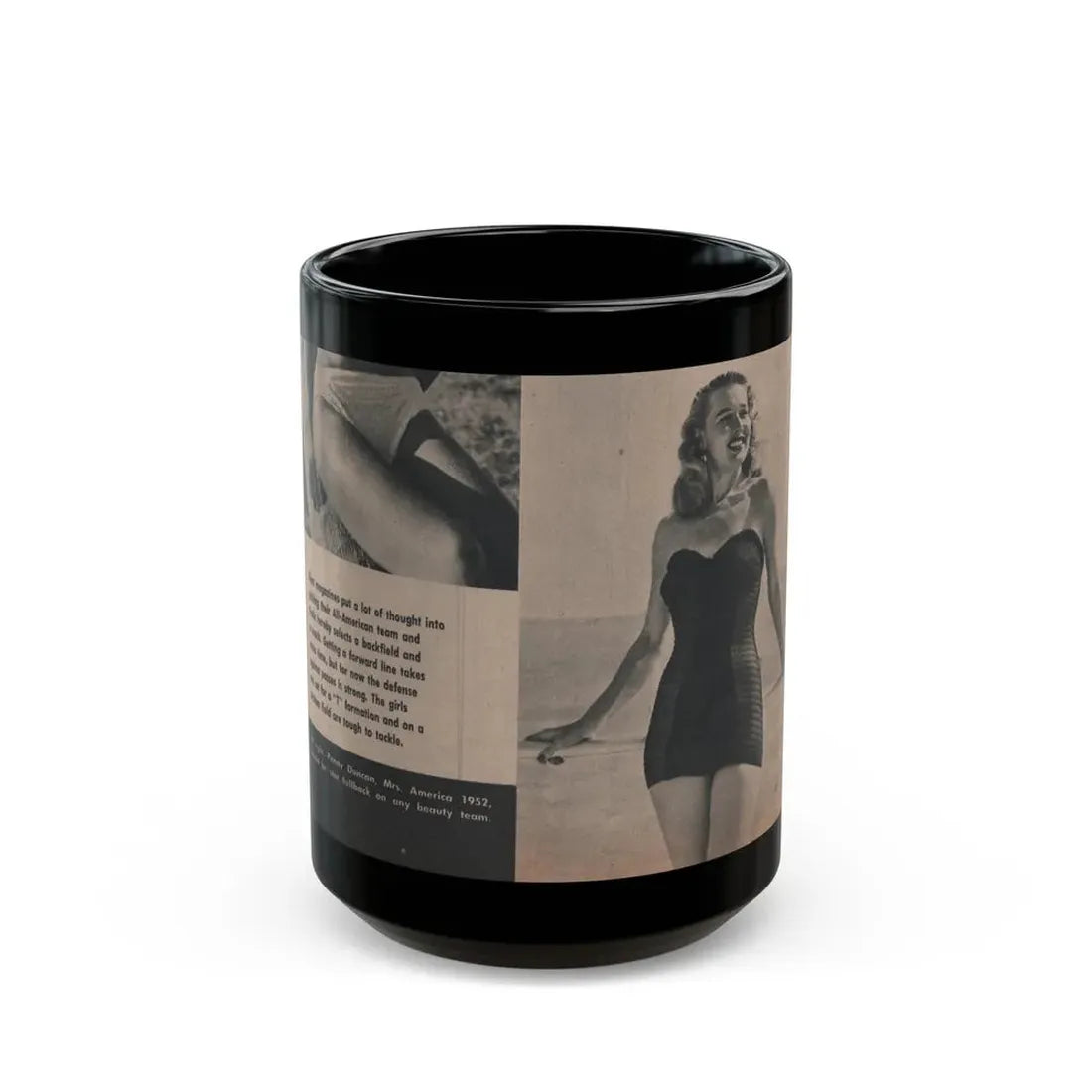Penny Duncan #11 - [Page 17] 1 Page with, Penny Small Section 1 Medium B&W Photo & Caption from FROLIC Mag. Feb. '52 (Vintage Female Icon) Black Coffee Mug 15oz - Go Mug Yourself