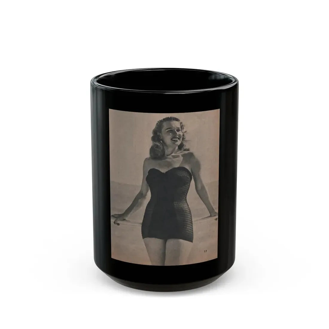 Penny Duncan #11 - [Page 17] 1 Page with, Penny Small Section 1 Medium B&W Photo & Caption from FROLIC Mag. Feb. '521 (Vintage Female Icon) Black Coffee Mug 15oz - Go Mug Yourself