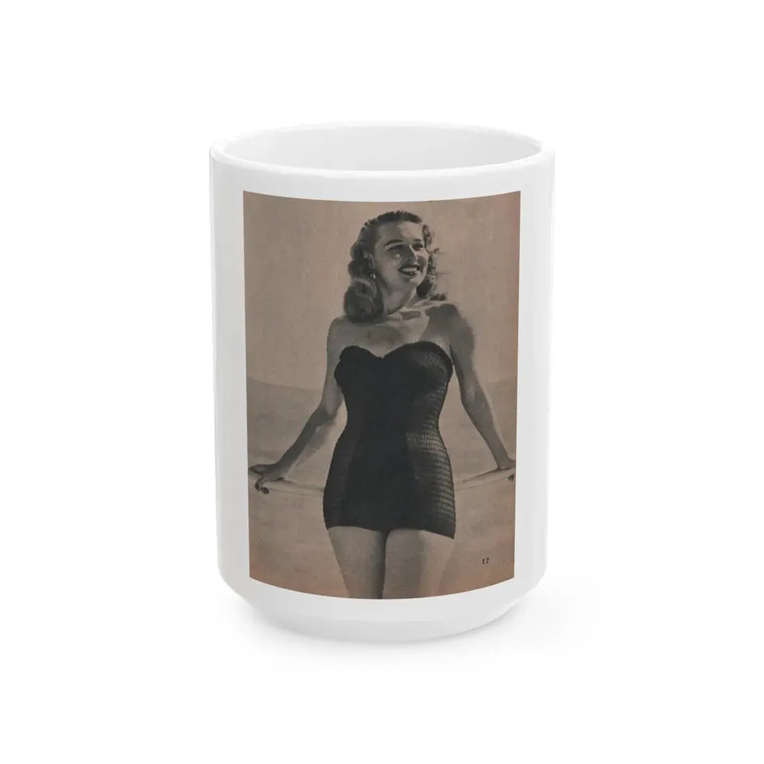 Penny Duncan #11 - [Page 17] 1 Page with, Penny Small Section 1 Medium B&W Photo & Caption from FROLIC Mag. Feb. '521 (Vintage Female Icon) White Coffee Mug 15oz - Go Mug Yourself