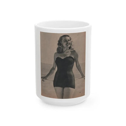 Penny Duncan #11 - [Page 17] 1 Page with, Penny Small Section 1 Medium B&W Photo & Caption from FROLIC Mag. Feb. '521 (Vintage Female Icon) White Coffee Mug 15oz - Go Mug Yourself