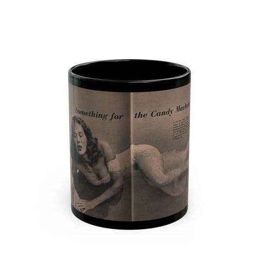 Penny Duncan #13 - [Pages 106 & 107] Pages 1 & 2 of of 6 with, Penny+1 B&W Centerfold Photo & Caption from EYE Digest Mag. April '56 (Vintage Female Icon) Black Coffee Mug 11oz - Go Mug Yourself