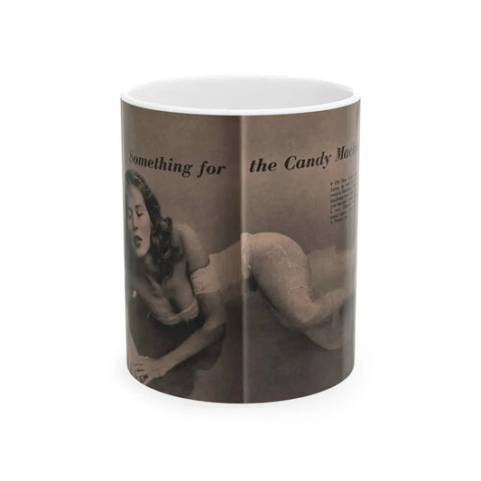 Penny Duncan #13 - [Pages 106 & 107] Pages 1 & 2 of of 6 with, Penny+1 B&W Centerfold Photo & Caption from EYE Digest Mag. April '56 (Vintage Female Icon) White Coffee Mug 11oz - Go Mug Yourself