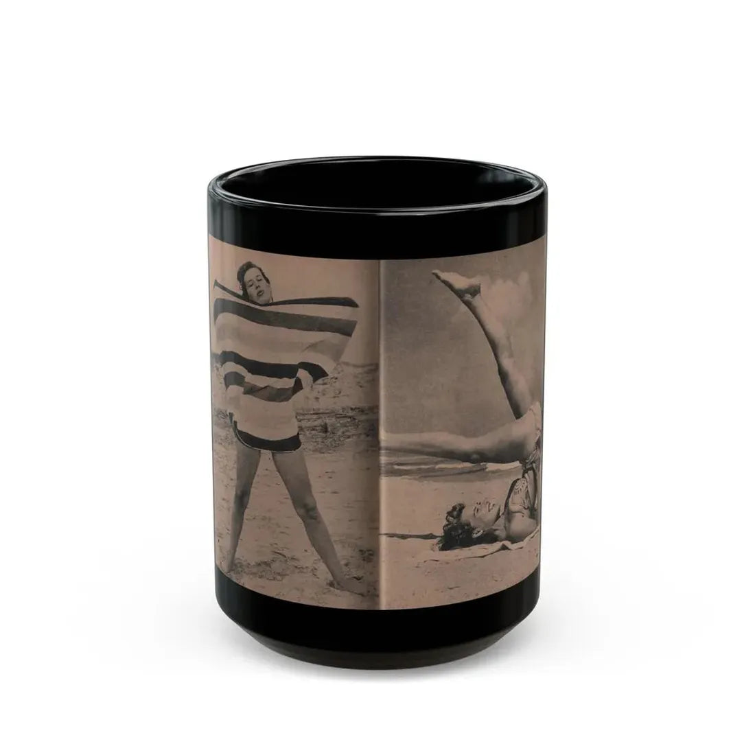 Penny Duncan #14 - [Pages 108 & 109] Pages 3 & 4 of of 6 with, Penny+2 B&W Photos from EYE Digest Mag. April '56 (Vintage Female Icon) Black Coffee Mug 15oz - Go Mug Yourself