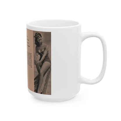 Penny Duncan #15 - [Pages 110 & 111] Pages 5 & 6 of of 6 with, Penny+2 B&W Photos, Caption & Brief Article from EYE Digest Mag. April '56 (Vintage Female Icon) White Coffee Mug - Go Mug Yourself