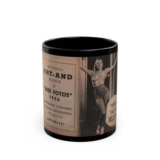 Penny Duncan #16 - [Pages 90 & 91] Pages 1 & 2 of 9 with, Penny+1 B&W Photo from Fotos Digest Mag. '56 (Vintage Female Icon) Black Coffee Mug 11oz - Go Mug Yourself
