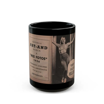 Penny Duncan #16 - [Pages 90 & 91] Pages 1 & 2 of 9 with, Penny+1 B&W Photo from Fotos Digest Mag. '56 (Vintage Female Icon) Black Coffee Mug 15oz - Go Mug Yourself