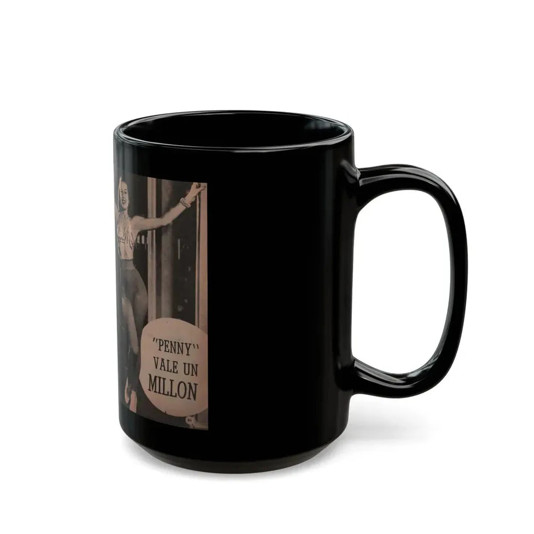 Penny Duncan #16 - [Pages 90 & 91] Pages 1 & 2 of 9 with, Penny+1 B&W Photo from Fotos Digest Mag. '56 (Vintage Female Icon) Black Coffee Mug - Go Mug Yourself