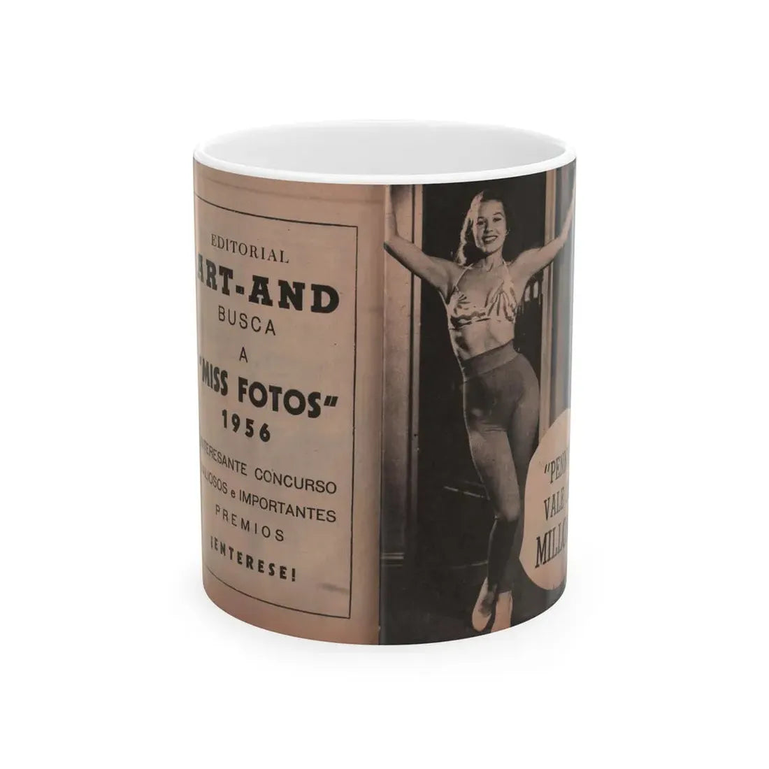 Penny Duncan #16 - [Pages 90 & 91] Pages 1 & 2 of 9 with, Penny+1 B&W Photo from Fotos Digest Mag. '56 (Vintage Female Icon) White Coffee Mug 11oz - Go Mug Yourself