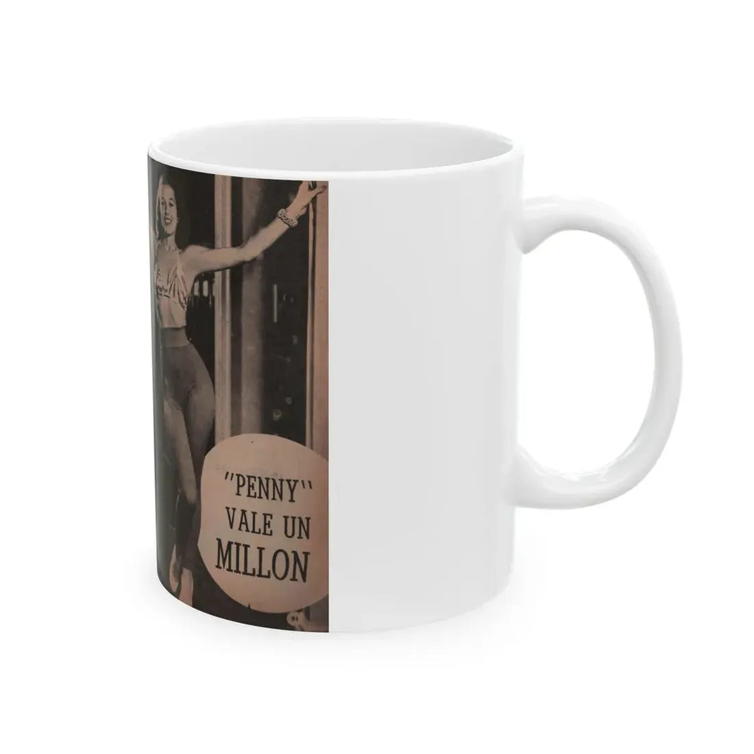 Penny Duncan #16 - [Pages 90 & 91] Pages 1 & 2 of 9 with, Penny+1 B&W Photo from Fotos Digest Mag. '56 (Vintage Female Icon) White Coffee Mug - Go Mug Yourself