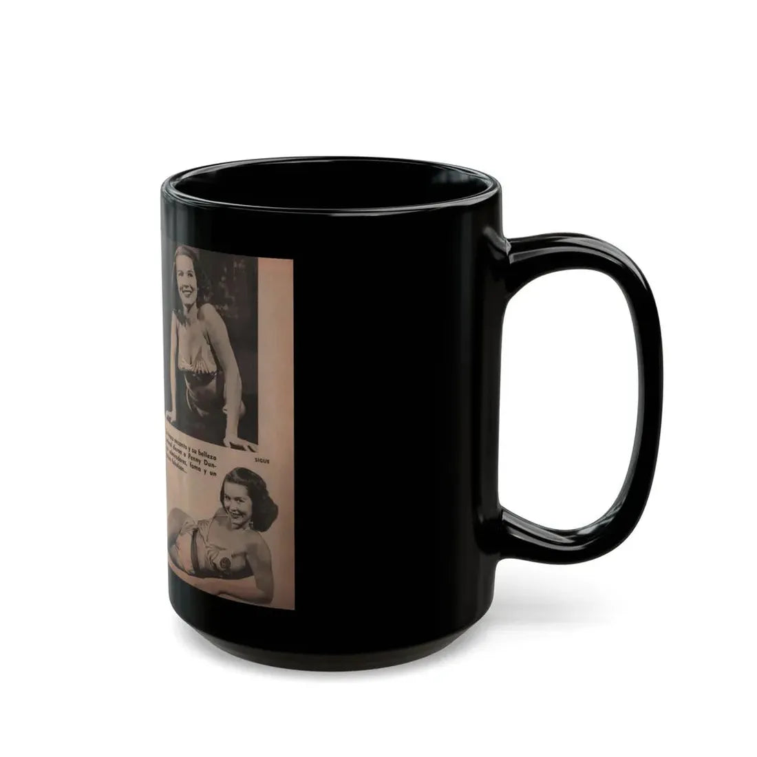 Penny Duncan #17 - [Pages 92 & 93] Pages 3 & 4 of 9 with, Penny+3 B&W Photos & 2 Captions from Fotos Digest Mag. '56 (Vintage Female Icon) Black Coffee Mug - Go Mug Yourself