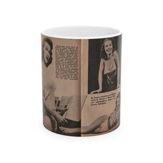 Penny Duncan #17 - [Pages 92 & 93] Pages 3 & 4 of 9 with, Penny+3 B&W Photos & 2 Captions from Fotos Digest Mag. '56 (Vintage Female Icon) White Coffee Mug 11oz - Go Mug Yourself