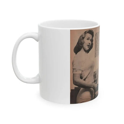 Penny Duncan #17 - [Pages 92 & 93] Pages 3 & 4 of 9 with, Penny+3 B&W Photos & 2 Captions from Fotos Digest Mag. '56 (Vintage Female Icon) White Coffee Mug - Go Mug Yourself