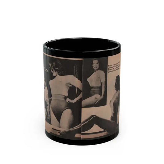 Penny Duncan #18 - [Pages 94 & 95] Pages 5 & 6 of 9 with, Penny+3 B&W Photos & 1 Caption from Fotos Digest Mag. '56 (Vintage Female Icon) Black Coffee Mug 11oz - Go Mug Yourself