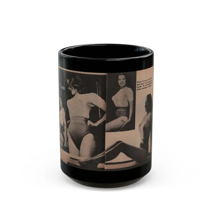 Penny Duncan #18 - [Pages 94 & 95] Pages 5 & 6 of 9 with, Penny+3 B&W Photos & 1 Caption from Fotos Digest Mag. '56 (Vintage Female Icon) Black Coffee Mug 15oz - Go Mug Yourself