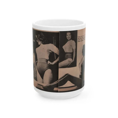 Penny Duncan #18 - [Pages 94 & 95] Pages 5 & 6 of 9 with, Penny+3 B&W Photos & 1 Caption from Fotos Digest Mag. '56 (Vintage Female Icon) White Coffee Mug 15oz - Go Mug Yourself