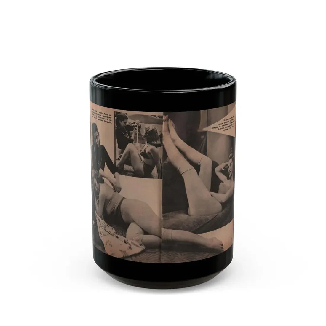 Penny Duncan #19 - [Pages 96 & 97] Pages 7 & 8 of 9 with, Penny+3 B&W Photos & 2 Captions from Fotos Digest '56 (Vintage Female Icon) Black Coffee Mug 15oz - Go Mug Yourself