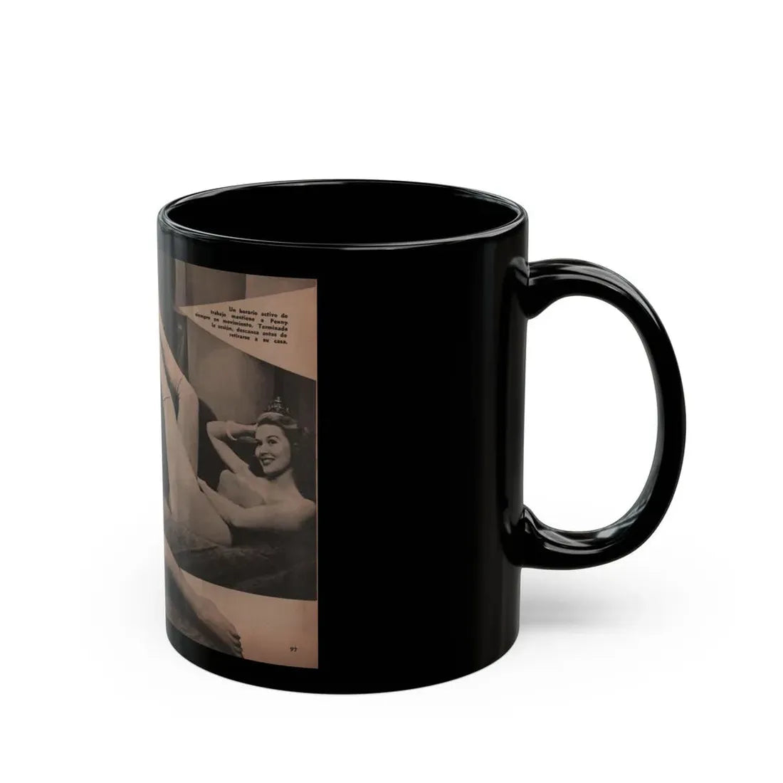Penny Duncan #19 - [Pages 96 & 97] Pages 7 & 8 of 9 with, Penny+3 B&W Photos & 2 Captions from Fotos Digest '56 (Vintage Female Icon) Black Coffee Mug - Go Mug Yourself