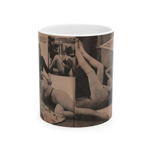 Penny Duncan #19 - [Pages 96 & 97] Pages 7 & 8 of 9 with, Penny+3 B&W Photos & 2 Captions from Fotos Digest '56 (Vintage Female Icon) White Coffee Mug 11oz - Go Mug Yourself
