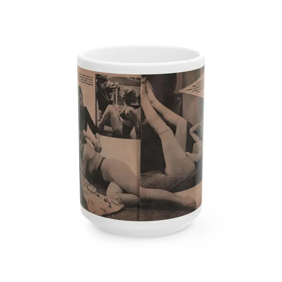 Penny Duncan #19 - [Pages 96 & 97] Pages 7 & 8 of 9 with, Penny+3 B&W Photos & 2 Captions from Fotos Digest '56 (Vintage Female Icon) White Coffee Mug 15oz - Go Mug Yourself