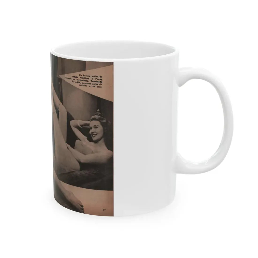 Penny Duncan #19 - [Pages 96 & 97] Pages 7 & 8 of 9 with, Penny+3 B&W Photos & 2 Captions from Fotos Digest '56 (Vintage Female Icon) White Coffee Mug - Go Mug Yourself
