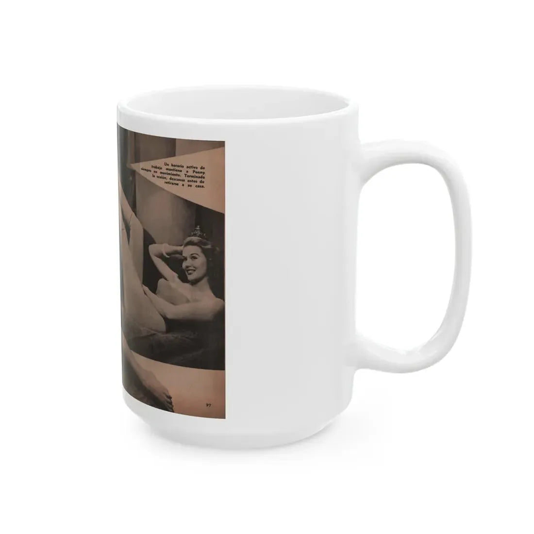 Penny Duncan #19 - [Pages 96 & 97] Pages 7 & 8 of 9 with, Penny+3 B&W Photos & 2 Captions from Fotos Digest '56 (Vintage Female Icon) White Coffee Mug - Go Mug Yourself