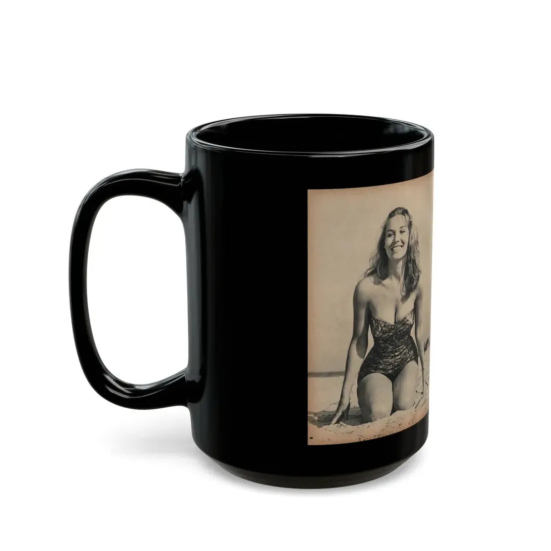 Penny Duncan #21 - [Pages 46 & 47] Pages 1 & 2 of 4 with, Penny+3 B&W Photos, Caption & Article from SAGA Men's Mag. July '56 (Vintage Female Icon) Black Coffee Mug - Go Mug Yourself