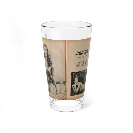 Penny Duncan #21 - [Pages 46 & 47] Pages 1 & 2 of 4 with, Penny+3 B&W Photos, Caption & Article from SAGA Men's Mag. July '56 (Vintage Female Icon) Pint Glass 16oz 16oz - Go Mug Yourself