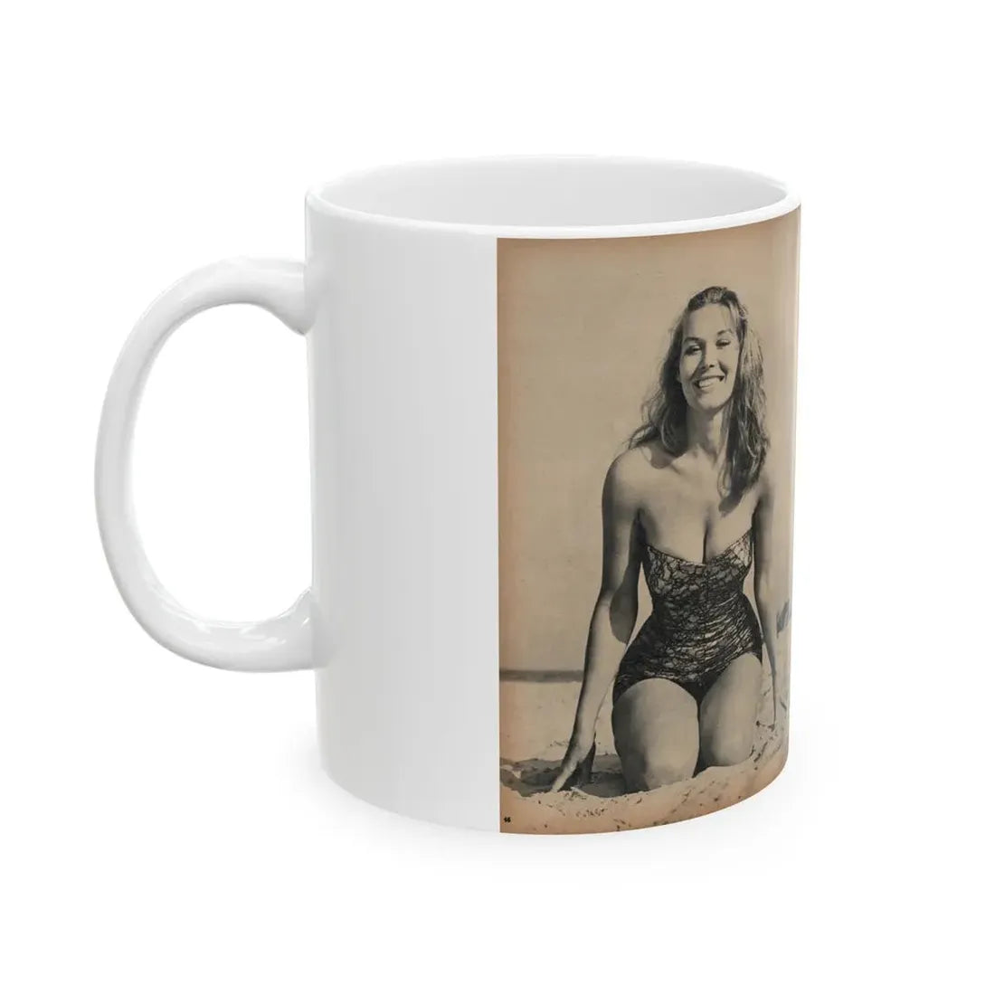 Penny Duncan #21 - [Pages 46 & 47] Pages 1 & 2 of 4 with, Penny+3 B&W Photos, Caption & Article from SAGA Men's Mag. July '56 (Vintage Female Icon) White Coffee Mug - Go Mug Yourself