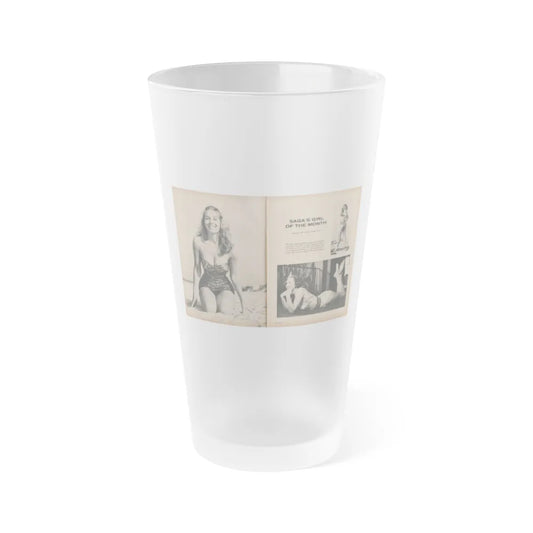 Penny Duncan #21 - [Pages 46 & 47] Pages 1 & 2 of 4 with, Penny+3 B&W Photos, Caption & Article from SAGA Men's Mag. July '56 (Vintage Female Icon) Frosted Pint Glass 16oz-16oz-Frosted-Go Mug Yourself