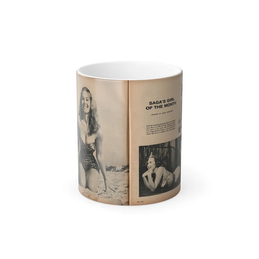 Penny Duncan #21 - [Pages 46 & 47] Pages 1 & 2 of 4 with, Penny+3 B&W Photos, Caption & Article from SAGA Men's Mag. July '56 (Vintage Female Icons) Color Changing Mug 11oz-11oz-Go Mug Yourself
