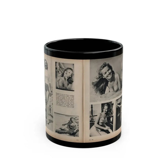 Penny Duncan #21 - [Pages 48 & 49] Pages 3 & 4 of 4 with, Penny+6 B&W Photos & Article from SAGA Men's Mag. July '56 (Vintage Female Icon) Black Coffee Mug 11oz - Go Mug Yourself