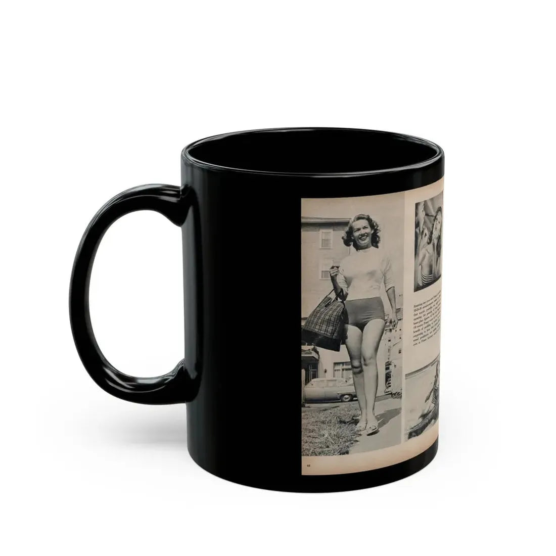 Penny Duncan #21 - [Pages 48 & 49] Pages 3 & 4 of 4 with, Penny+6 B&W Photos & Article from SAGA Men's Mag. July '56 (Vintage Female Icon) Black Coffee Mug - Go Mug Yourself