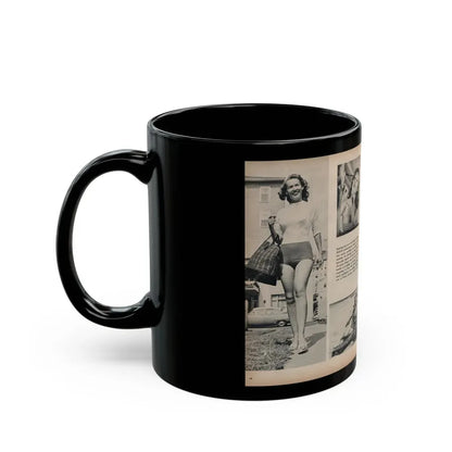 Penny Duncan #21 - [Pages 48 & 49] Pages 3 & 4 of 4 with, Penny+6 B&W Photos & Article from SAGA Men's Mag. July '56 (Vintage Female Icon) Black Coffee Mug - Go Mug Yourself