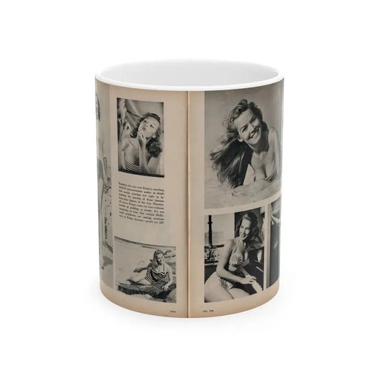 Penny Duncan #21 - [Pages 48 & 49] Pages 3 & 4 of 4 with, Penny+6 B&W Photos & Article from SAGA Men's Mag. July '56 (Vintage Female Icon) White Coffee Mug 11oz - Go Mug Yourself