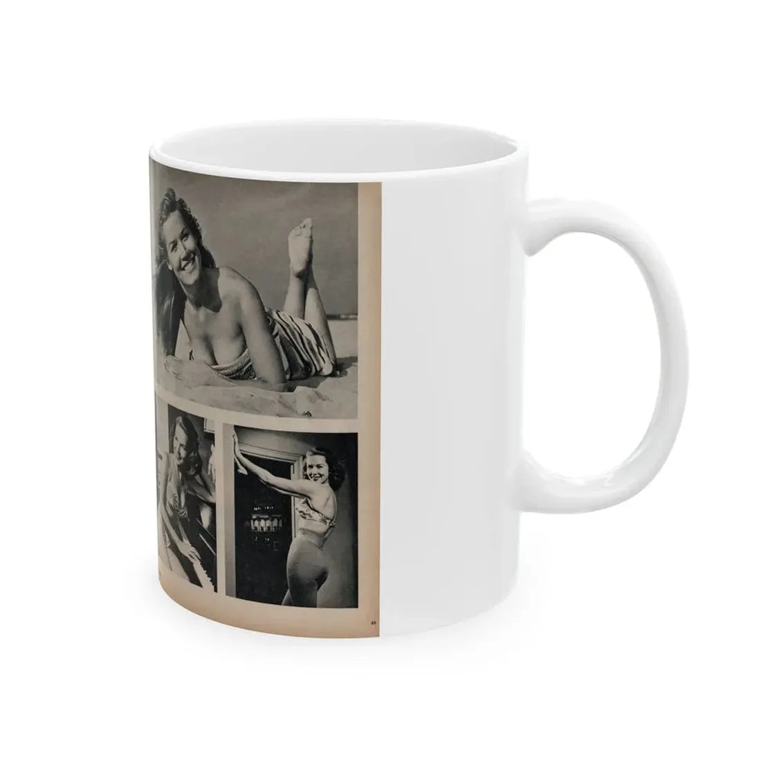 Penny Duncan #21 - [Pages 48 & 49] Pages 3 & 4 of 4 with, Penny+6 B&W Photos & Article from SAGA Men's Mag. July '56 (Vintage Female Icon) White Coffee Mug - Go Mug Yourself
