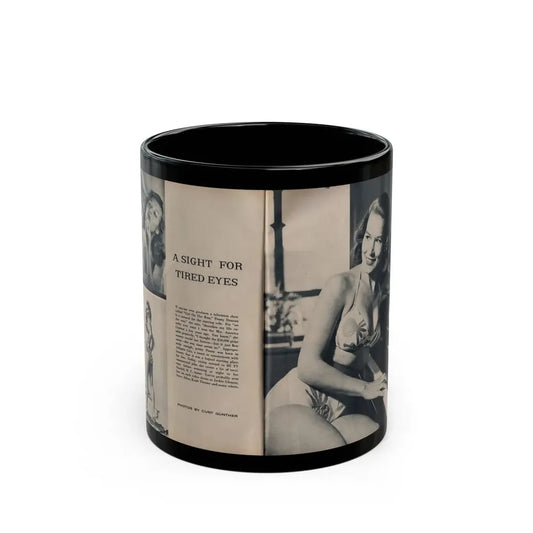 Penny Duncan #23 - [Pages 46 & 47] Pages 1 & 2 of 4 with, Penny+3 B&W Photos, Headline, Article & Caption from Climax Mag. Oct. '59 (Vintage Female Icon) Black Coffee Mug 11oz - Go Mug Yourself