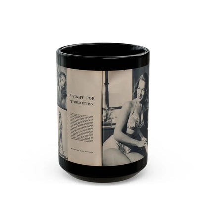 Penny Duncan #23 - [Pages 46 & 47] Pages 1 & 2 of 4 with, Penny+3 B&W Photos, Headline, Article & Caption from Climax Mag. Oct. '59 (Vintage Female Icon) Black Coffee Mug 15oz - Go Mug Yourself