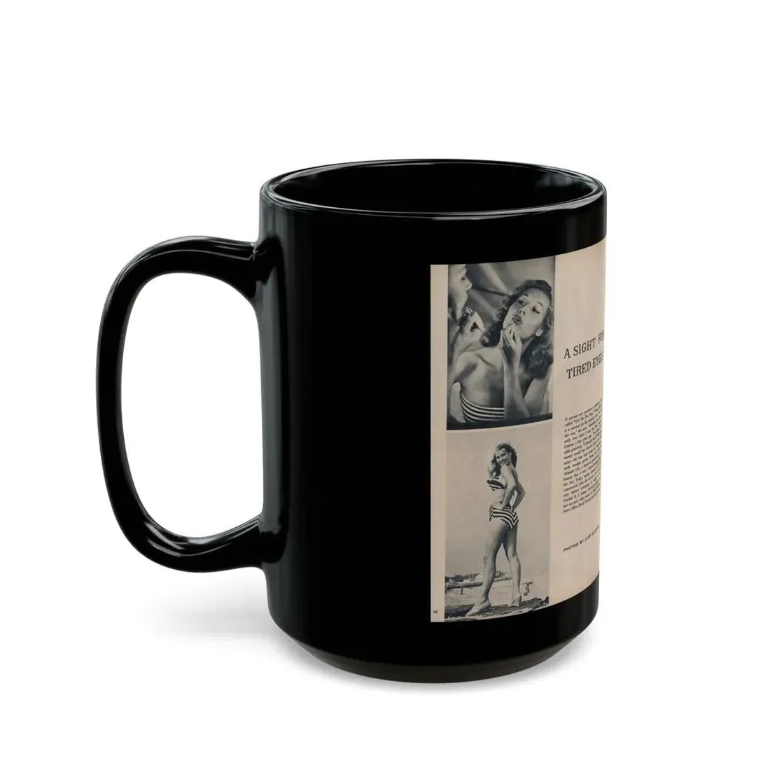Penny Duncan #23 - [Pages 46 & 47] Pages 1 & 2 of 4 with, Penny+3 B&W Photos, Headline, Article & Caption from Climax Mag. Oct. '59 (Vintage Female Icon) Black Coffee Mug - Go Mug Yourself